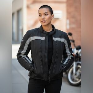 Vintage FirstGear Sheltex Membrane Waterproof Breathable Black Moto Jacket S